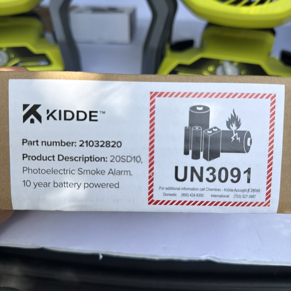 Kidde Smoke Detector 10 Year Battery Powered LED Warning Light Indicators 20SD10